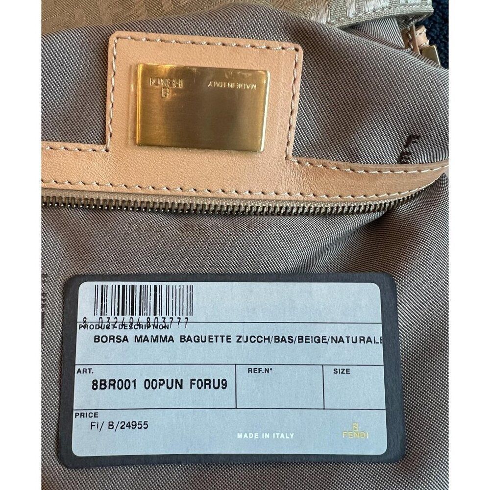 Authentic FENDI Mama Beige Monogram FF Zucchino Canvas Single Shoulder B… - Picture 14 of 16